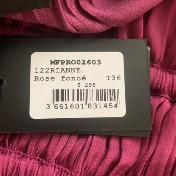 Maje Rianne Pleated Mini Dress Rose Magenta Size S NWT - Picture 13 of 15